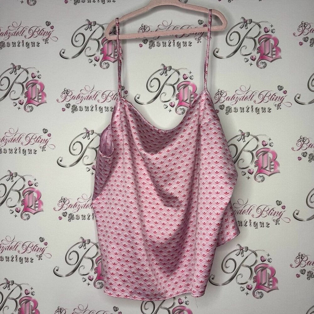Victoria secret tank top floral keyhole button back Pink Patterned Cami Top